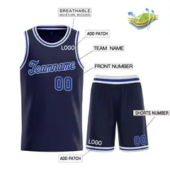 Navy Royal-White Classic Sets Basketball Uniform Jersey 3