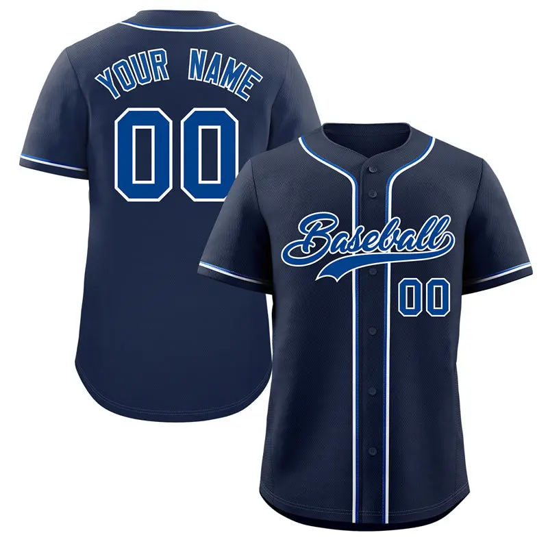 Navy Royal-White Classic Style Authentic Baseball Jersey