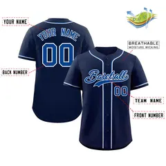 Navy Royal-White Classic Style Authentic Baseball Jersey 2
