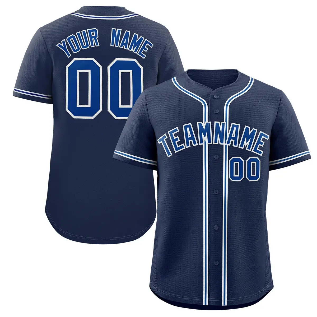 Navy Royal-White Classic Style Authentic Baseball Jersey
