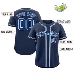 Navy Royal-White Classic Style Authentic Baseball Jersey 2
