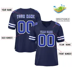 Navy Royal-White Classic Style Authentic Football Jersey 2
