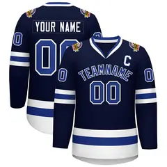 Navy Royal-White Classic Style Hockey Jersey 1