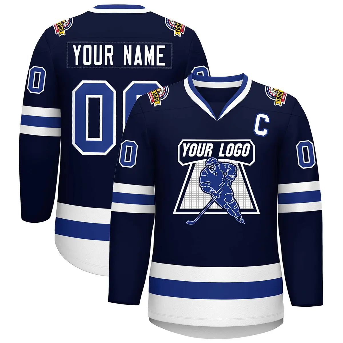 Navy Royal-White Classic Style Hockey Jersey