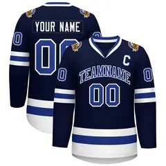 Navy Royal-White Classic Style Hockey Jersey 1