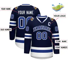 Navy Royal-White Classic Style Hockey Jersey 2
