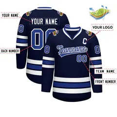 Navy Royal-White Classic Style Hockey Jersey 2