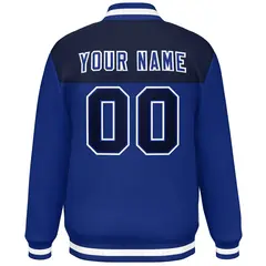 Navy Royal-White Color Block Lettermen Baseball Jacket 4