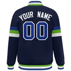 Navy Royal-White Color Block Varsity Full-Snap Baseball Jacket 4