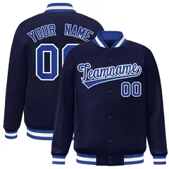Navy Royal-White Full-Snap Varsity Letterman Jacket 1