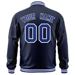 Navy Royal-White Full-Zip Varsity Letterman Bomber Jacket 4