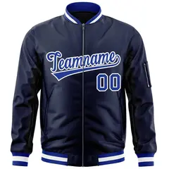 Navy Royal-White Full-Zip Varsity Letterman Bomber Jacket 3
