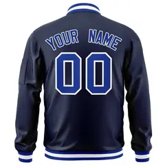 Navy Royal-White Full-Zip Varsity Letterman Bomber Jacket 4