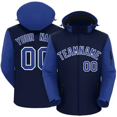 Navy Royal-White Raglan Sleeves Waterproof Jacket