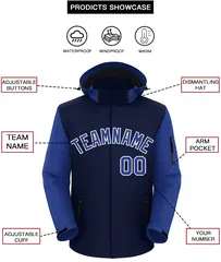Navy Royal-White Raglan Sleeves Waterproof Jacket 2