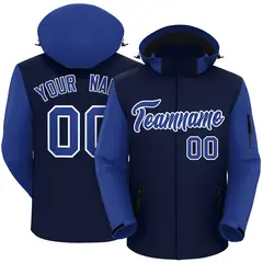 Navy Royal-White Raglan Sleeves Waterproof Jacket