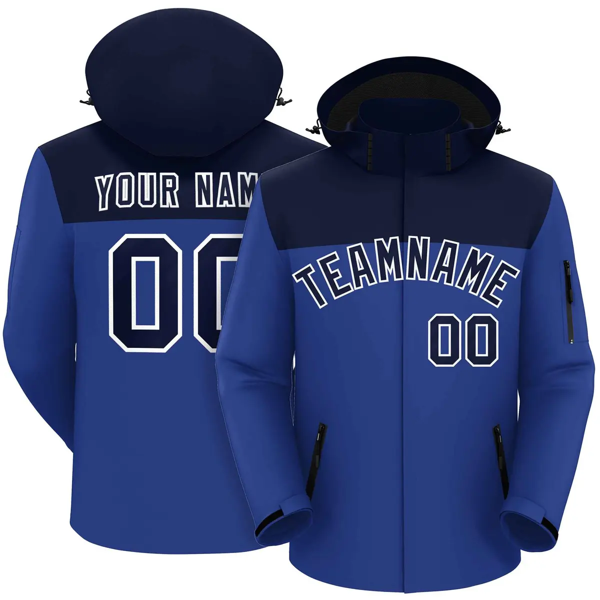 Navy Royal-White Two Tone Waterproof Jacket