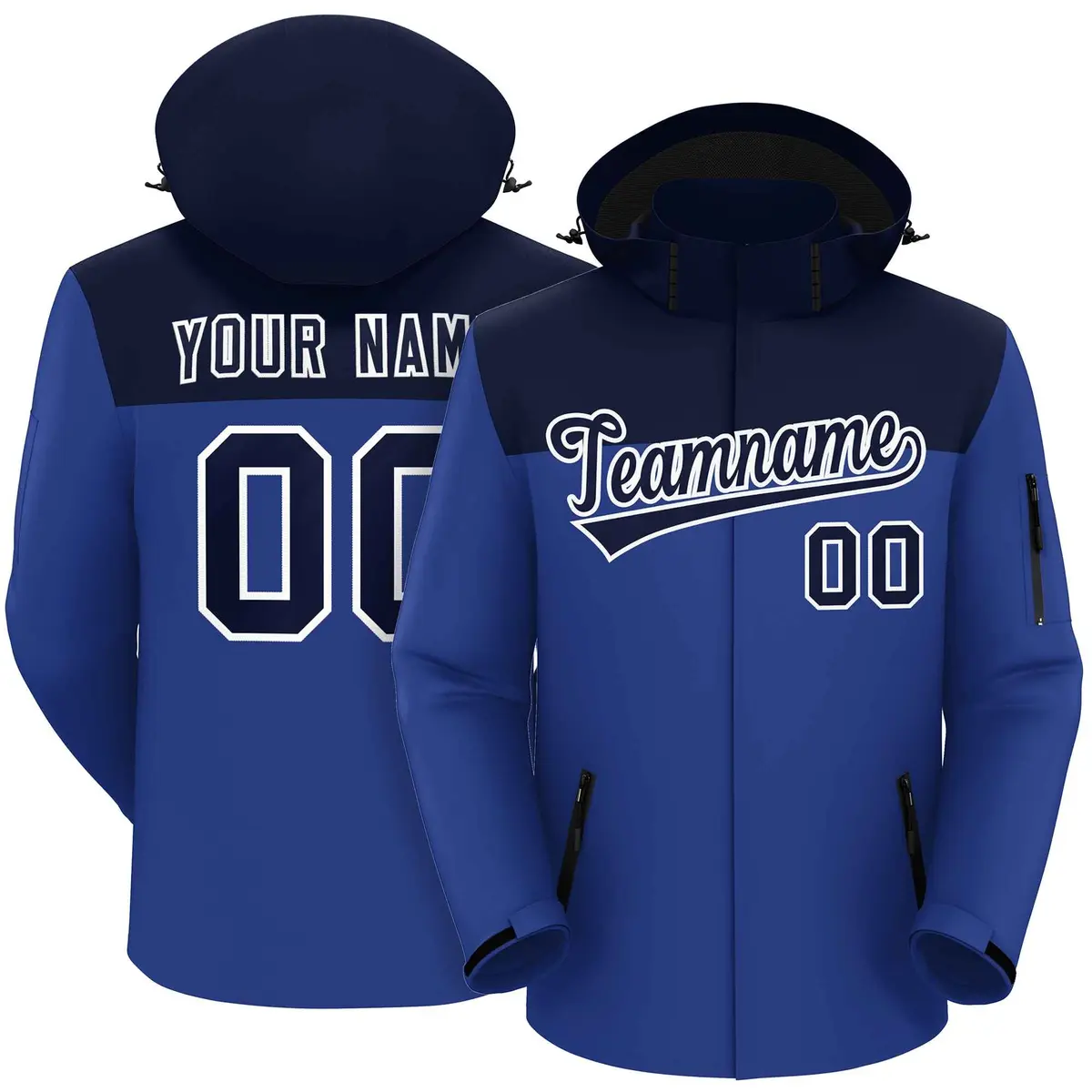 Navy Royal-White Two Tone Waterproof Jacket
