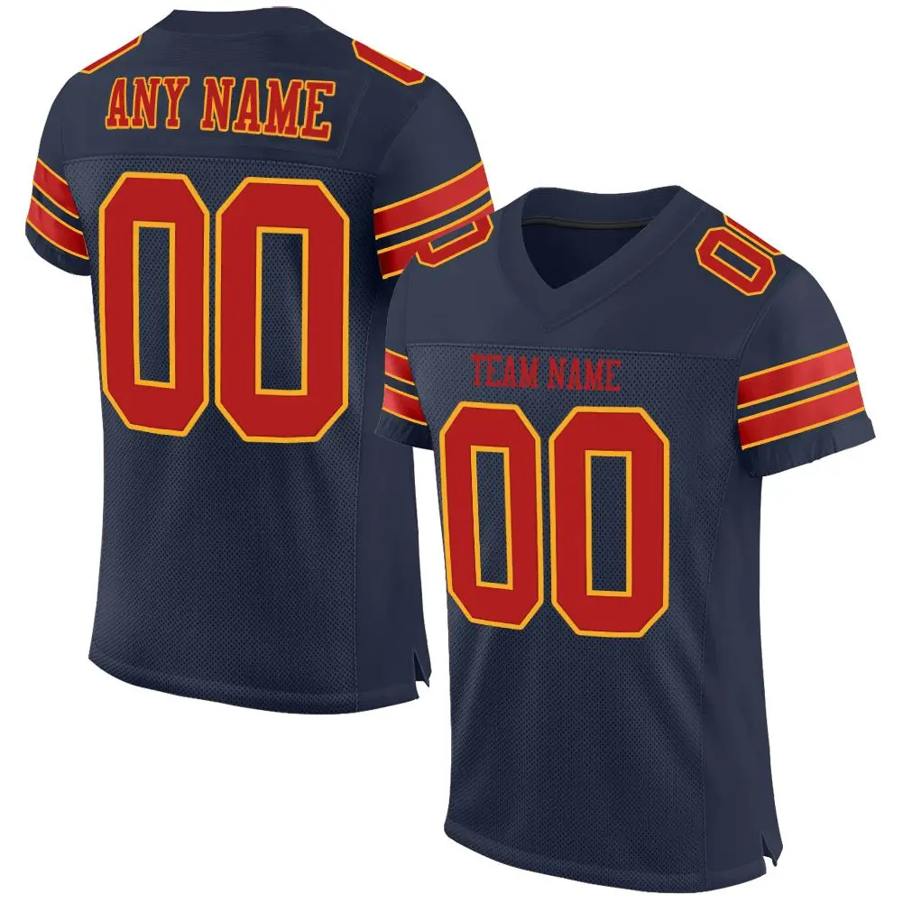 Navy Scarlet-Gold Mesh Football Jersey