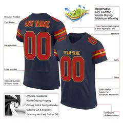 Navy Scarlet-Gold Mesh Football Jersey 2