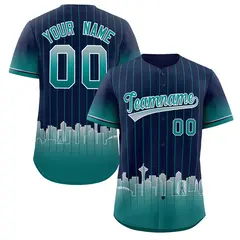 Navy Seattle City Silhouette Baseball Jersey 1