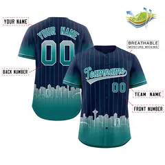 Navy Seattle City Silhouette Baseball Jersey 2