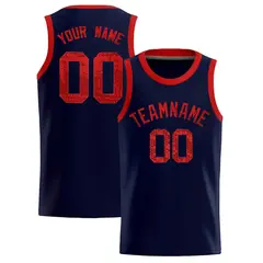 Navy Sequined Trim Athletic Basketball Jersey 1