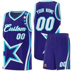 Navy Shoulder Stars Graffiti Pattern Basketball Jersey