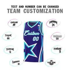 Navy Shoulder Stars Graffiti Pattern Basketball Jersey 4