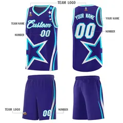 Navy Shoulder Stars Graffiti Pattern Basketball Jersey 5