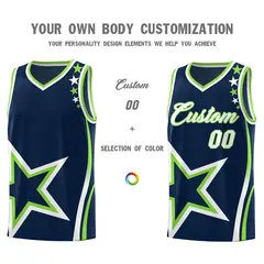 Navy Shoulder Stars Graffiti Pattern Basketball Jersey 3