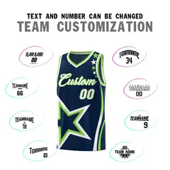 Navy Shoulder Stars Graffiti Pattern Basketball Jersey 4