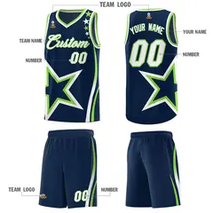 Navy Shoulder Stars Graffiti Pattern Basketball Jersey 5