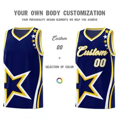 Navy Shoulder Stars Graffiti Pattern Basketball Jersey 3