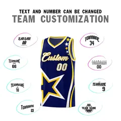 Navy Shoulder Stars Graffiti Pattern Basketball Jersey 4