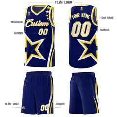 Navy Shoulder Stars Graffiti Pattern Basketball Jersey 5
