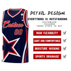 Navy Shoulder Stars Graffiti Pattern Basketball Jersey 2