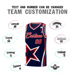Navy Shoulder Stars Graffiti Pattern Basketball Jersey 4