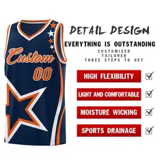 Navy Shoulder Stars Graffiti Pattern Basketball Jersey 2