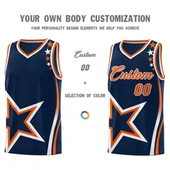 Navy Shoulder Stars Graffiti Pattern Basketball Jersey 3