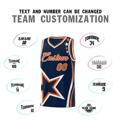 Navy Shoulder Stars Graffiti Pattern Basketball Jersey 4