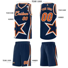 Navy Shoulder Stars Graffiti Pattern Basketball Jersey 5