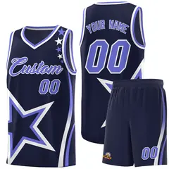 Navy Shoulder Stars Graffiti Pattern Basketball Jersey