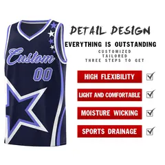 Navy Shoulder Stars Graffiti Pattern Basketball Jersey 2