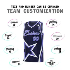 Navy Shoulder Stars Graffiti Pattern Basketball Jersey 4