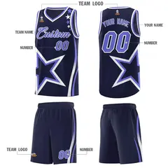 Navy Shoulder Stars Graffiti Pattern Basketball Jersey 5