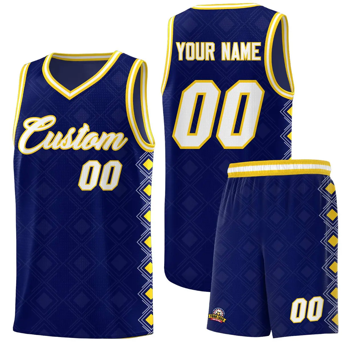 Navy Side Blocks Sports Uniform Basketball Jersey