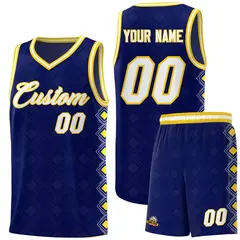 Navy Side Blocks Sports Uniform Basketball Jersey