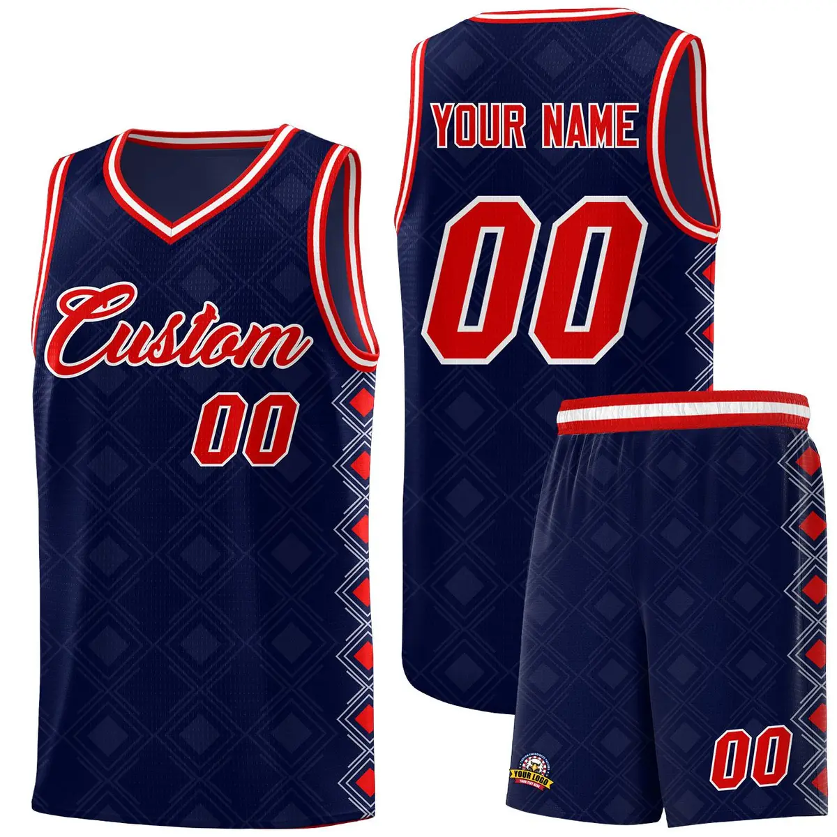 Navy Side Blocks Sports Uniform Basketball Jersey