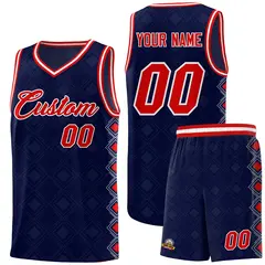 Navy Side Blocks Sports Uniform Basketball Jersey 1
